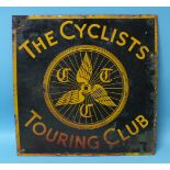 An early-20th century black and yellow enamelled metal sign "The Cyclists Touring Club", (a/f), 40.