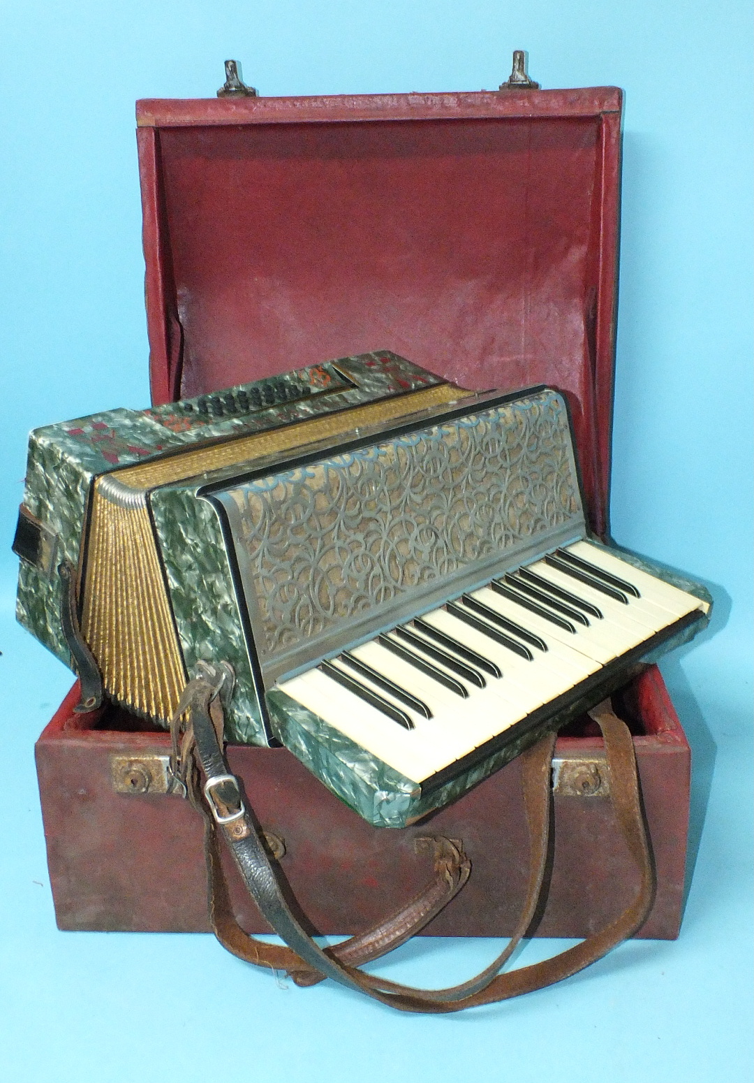 A Ludwig piano accordion, in carrying case.