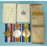 An official replacement group of three WW1 medals awarded to 2486/30311Pte W Robson, Yorks H, in