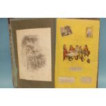 A Victorian scrap book of watercolours, drawings, engravings and text.