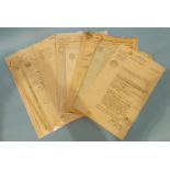 A collection of fourteen early 19th century French hand written letters, receipts, etc, many on