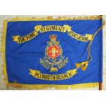 A "The King's Regiment, Plymouth Association" flag, 90 x 128cm, fringed, on pole, with case.