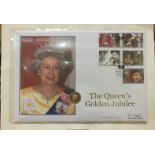 A Westminster Limited Edition 'The Queen's Golden Jubilee Gold Proof Sovereign Coin Cover', with
