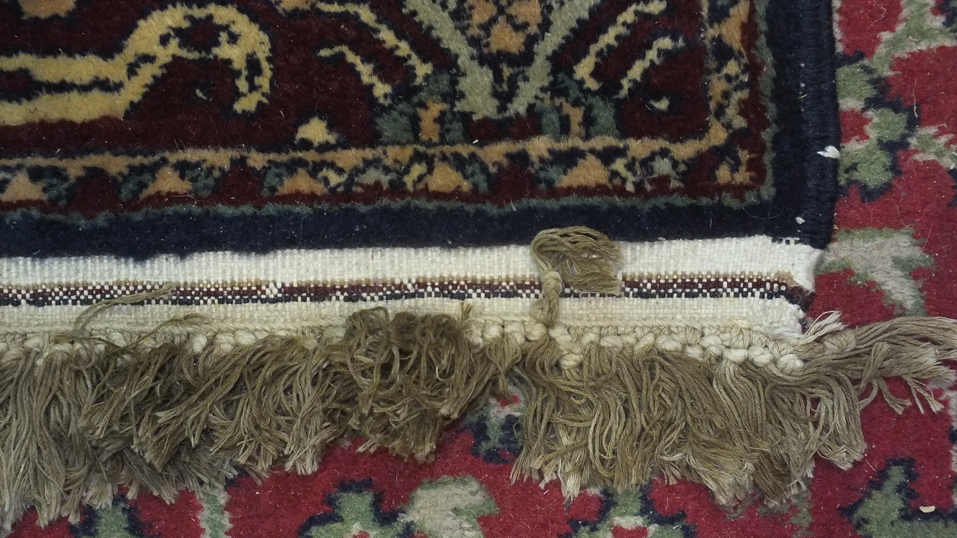 A modern Oriental rug with geometric design on ivory and burgundy field, 220 x 140cm. - Image 3 of 5