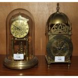 A small modern lantern clock, 26cm high with French movement and Kundo German 400 day clock under