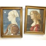 Two Medici Society prints after Botticelli and Veneziano and other paintings and prints.