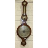 A late 19th century rosewood banjo barometer having mercurial column action, later spirit