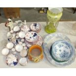 A collection of 19th century English lustre tea ware, two transfer printed meat dishes and other