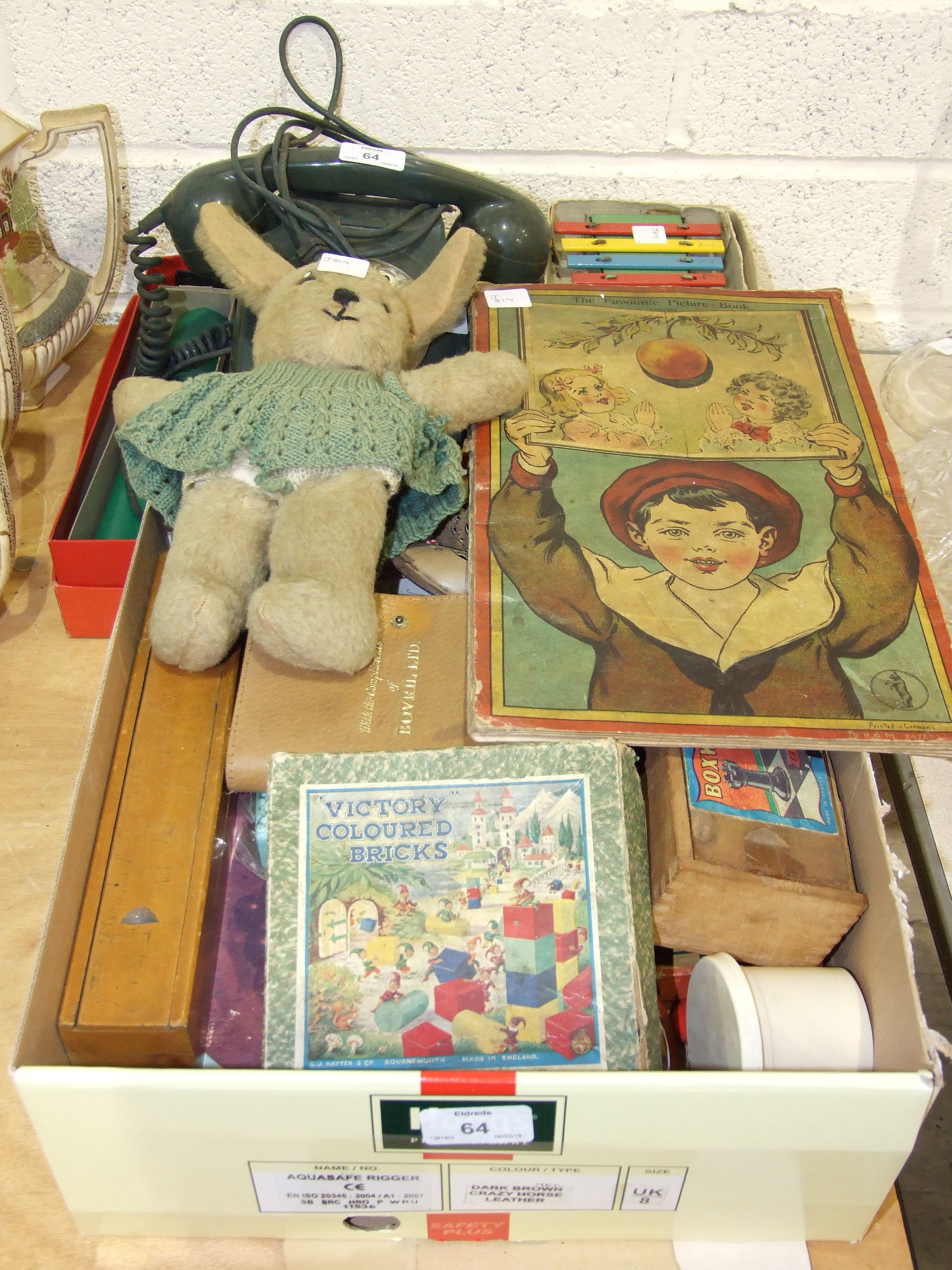 A Welso Toys Melody Master Xylophone in original box, a child's Edwardian "pop-up" picture book,