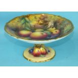 A Royal Worcester porcelain comport decorated with fruit painted by Horace Price, date code for