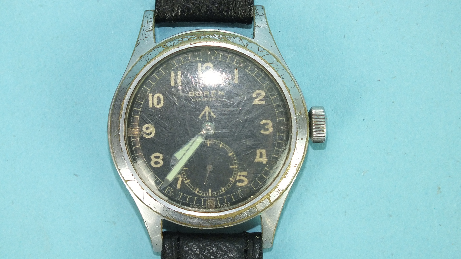 Buren, a gent's Buren Grand Prix military issue steel-cased manual-wind wrist watch, the black - Image 2 of 5