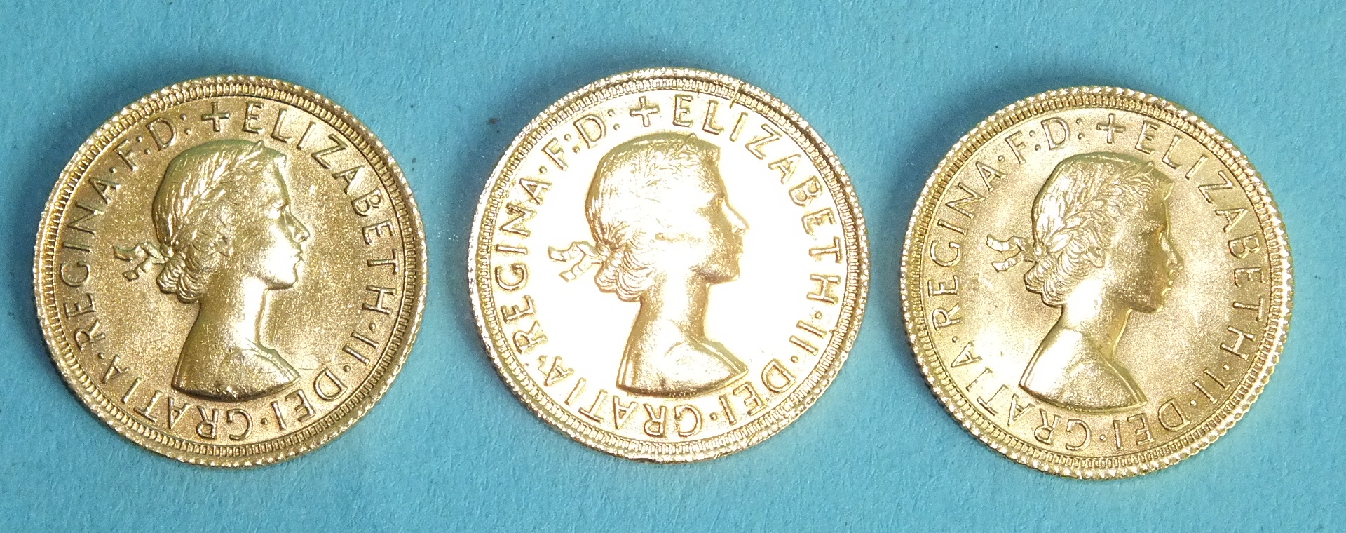 Three Elizabeth II 1966 sovereigns, (3). - Image 2 of 2