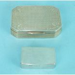 An engine-turned silver snuff box of rectangular form with canted corners, Birmingham 1929, 5.7 x