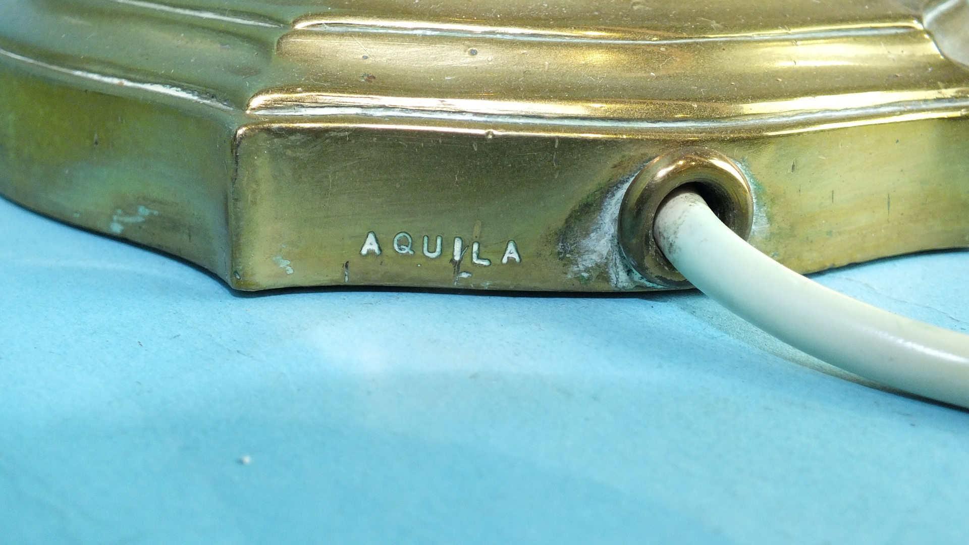 A similar Pullman lamp of candlestick design, marked Aquila, 55cm high. - Image 2 of 2