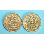 Two Edward VII 1907 sovereigns, (2).