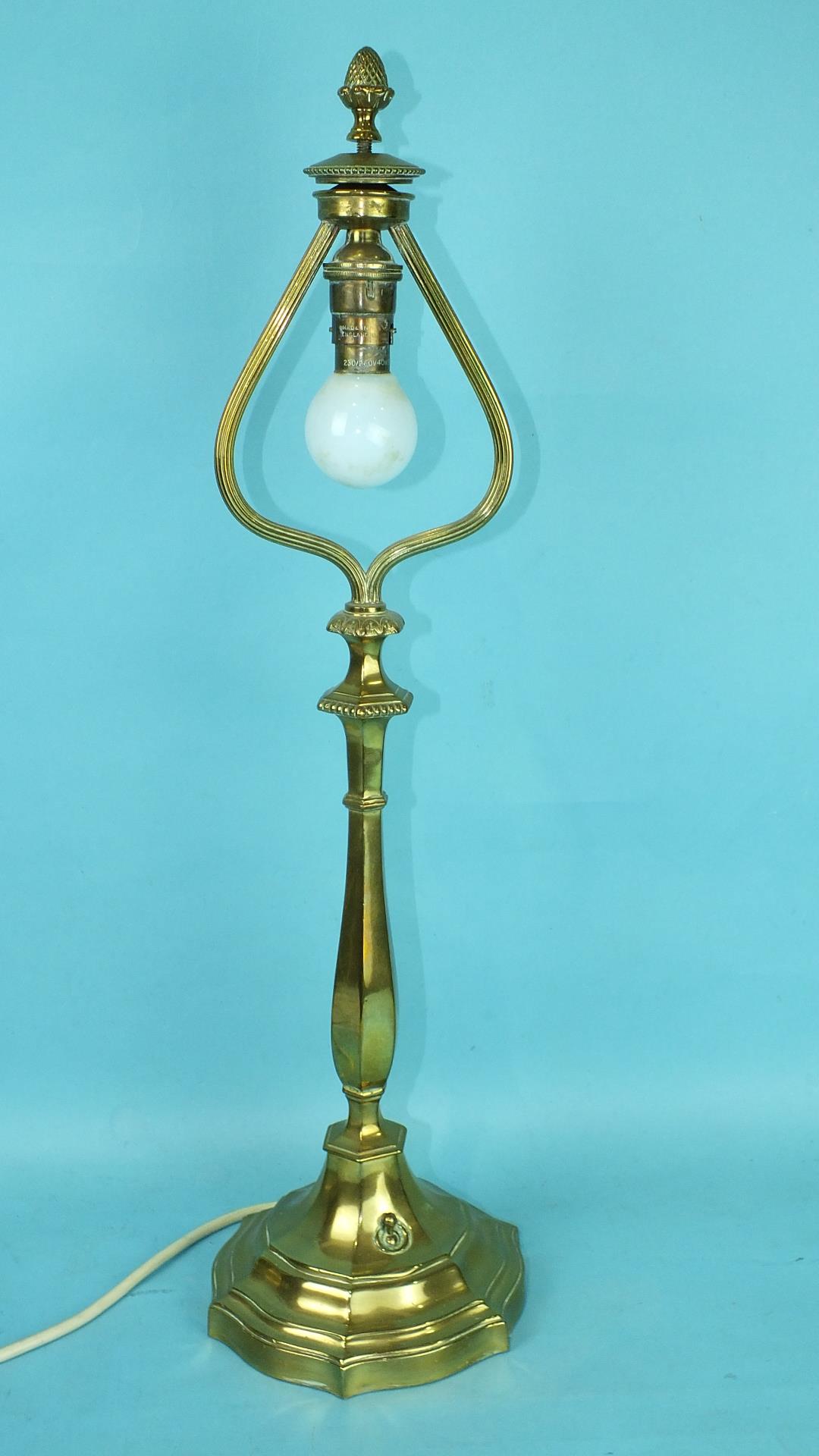A similar Pullman lamp of candlestick design, marked Aquila, 55cm high.