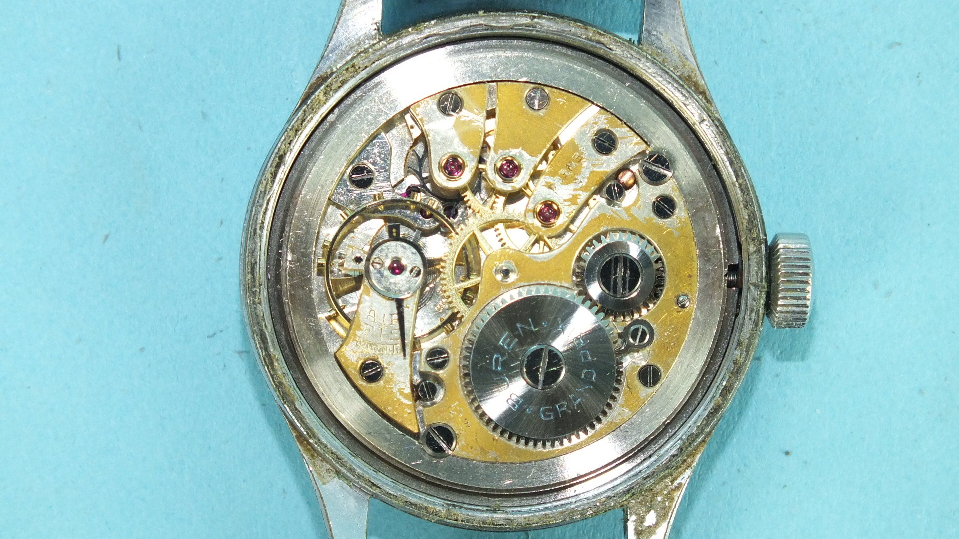 Buren, a gent's Buren Grand Prix military issue steel-cased manual-wind wrist watch, the black - Image 5 of 5