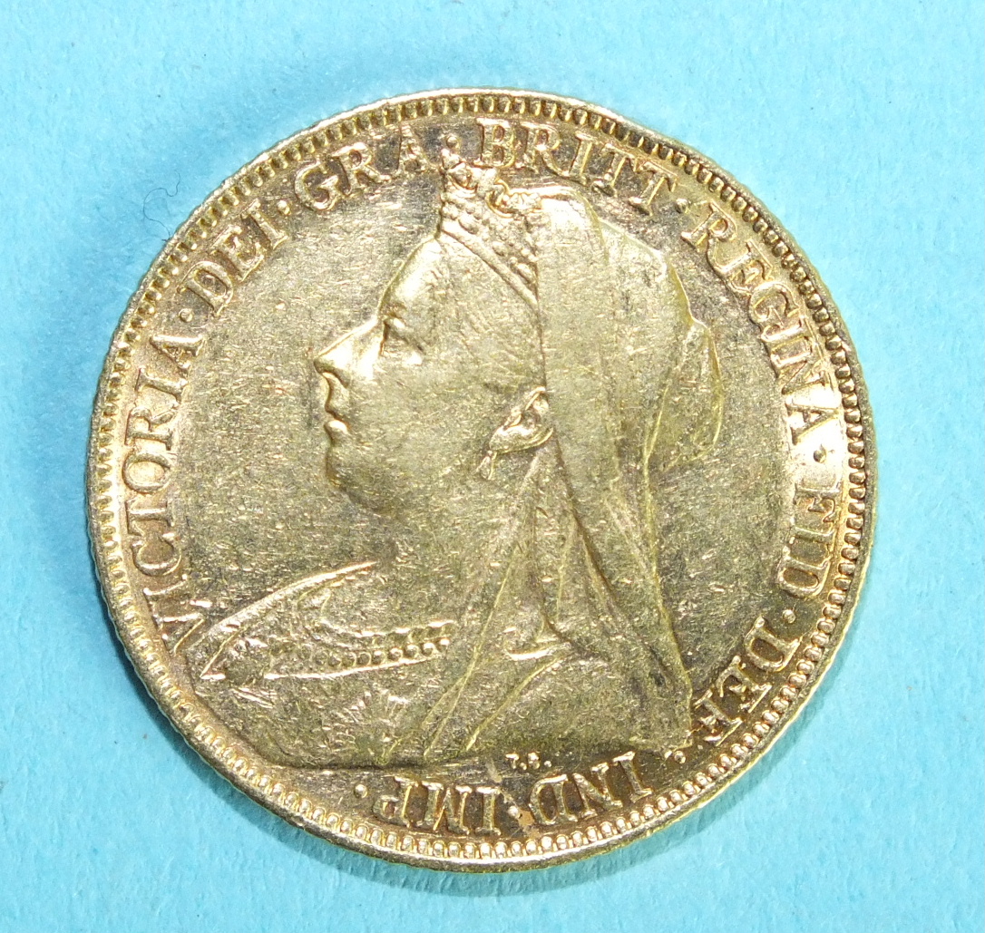 A Queen Victoria 1899 sovereign, Melbourne Mint. - Image 2 of 2