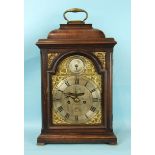 William Ward, London, a late-18th century mahogany bracket clock, the caddy-top case with brass