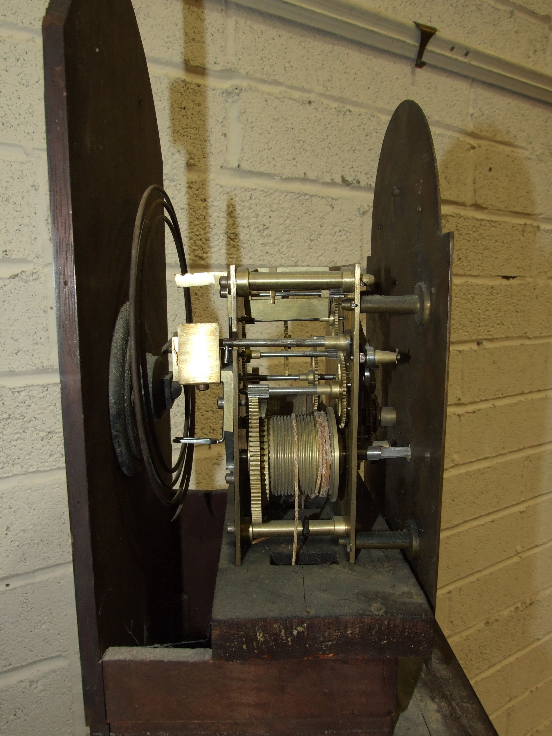 Smart and Brown Ltd, a 20th century mahogany grandmother clock, the arch brass dial, silver - Image 4 of 4