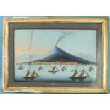 Naïve Neapolitan School MOUNT ETNA ERUPTING Unsigned gouache, dated 1871 and a companion, MOUNT ETNA