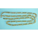 A 9ct yellow gold necklace and matching bracelet of fancy curb links, 61cm and 20cm long, 31.6g.