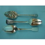 A George III berry spoon, London 1792, maker GS TH, a George III tablespoon, London 1814, maker TK