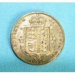 A Queen Victoria 1887 half-sovereign, Jubilee head.