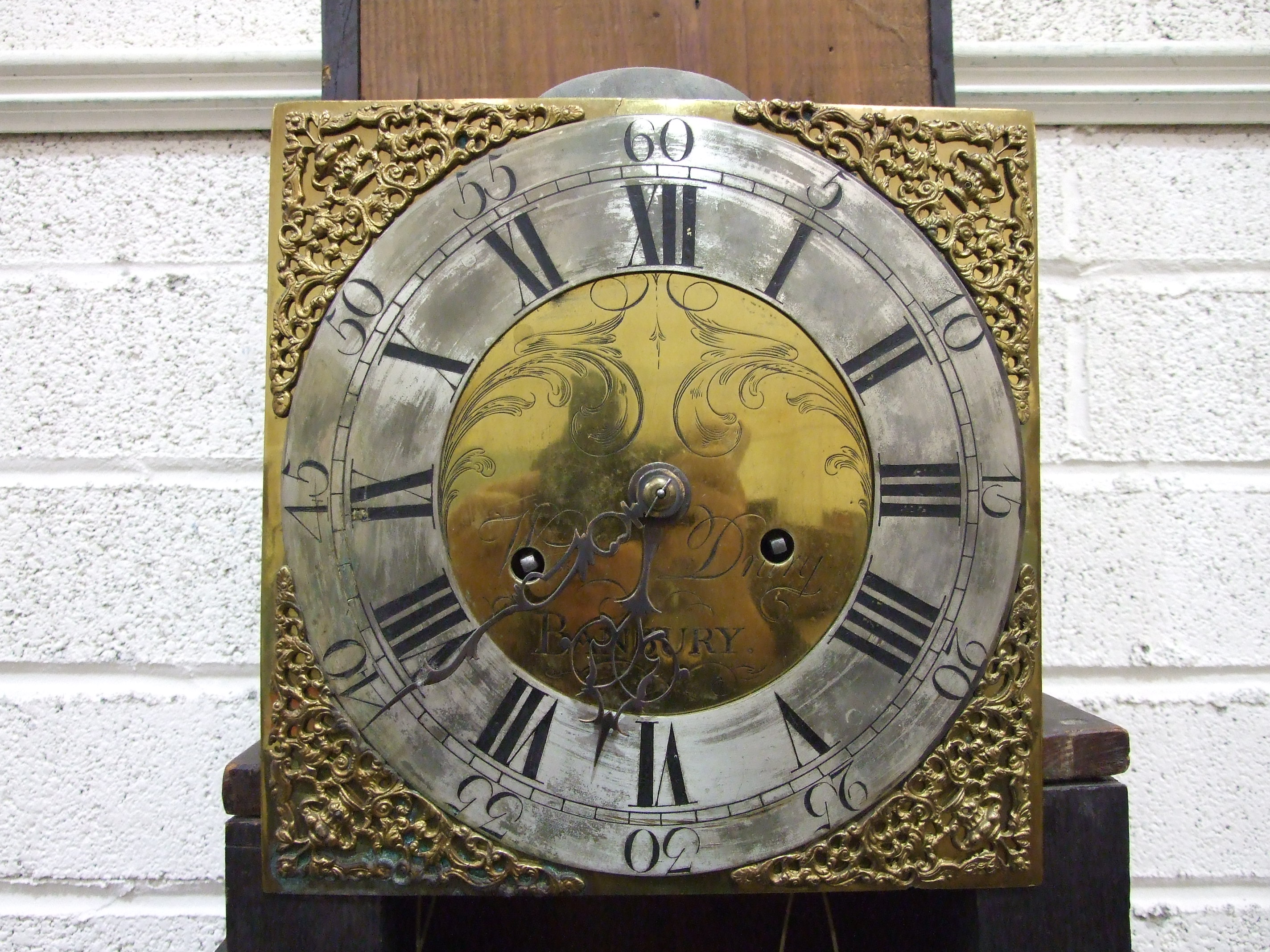 William Drury, Banbury, an antique oak long case clock, the 10'' brass dial with silvered chapter - Image 2 of 4