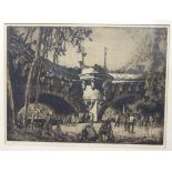 •After Sir Frank Brangwyn RA RWS RBA (1867-1956), 'The Viaduct', engraving, signed in pencil in