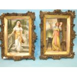 A 19th century German porcelain plaque painted with a figure of a young woman in flowing white