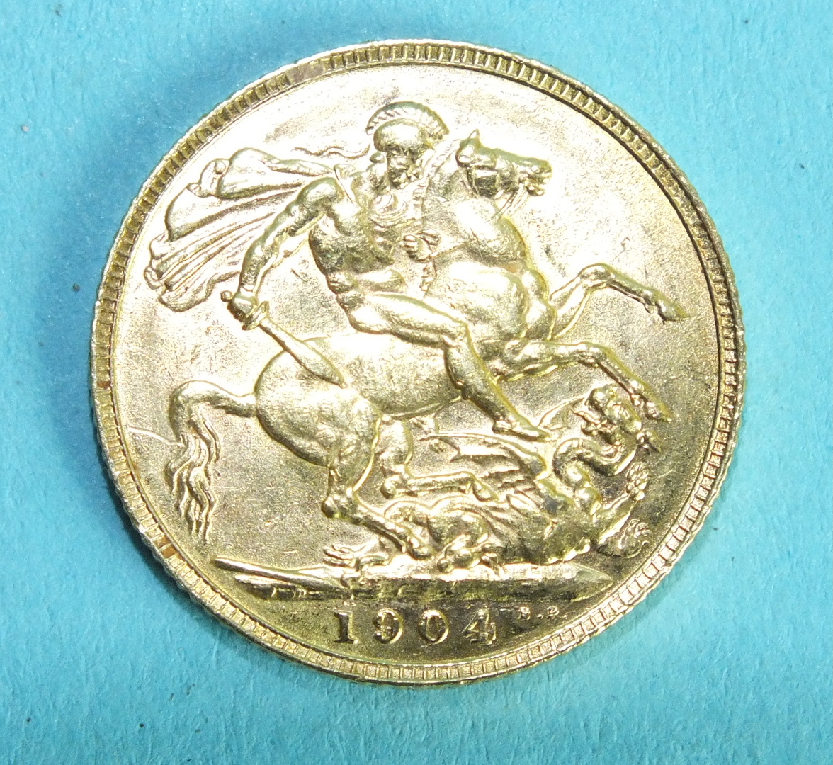 An Edward VII 1904 sovereign.