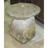 A Bath stone staddle stone, 60cm diameter, 57cm high.
