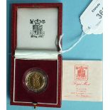 A Royal Mint Proof 1989 sovereign for the '500th Anniversary of the First Gold Sovereign 1489-1989',