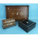 An early-20th century Turkish inlaid rosewood dome-lidded casket, base marked Major Wilson