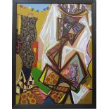 •Marjana Wjasnova (20th century) REFLECTION (Abstract) Oil on canvas, signed monogram, titled, "