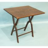 An oak-framed folding hunting table on X-framed supports, 66 x 56cm open, 62cm high.