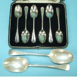 A set of six cased teaspoons, London 1894 and a pair of Old English pattern tablespoons, London