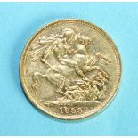 A Queen Victoria 1899 sovereign, Melbourne Mint.