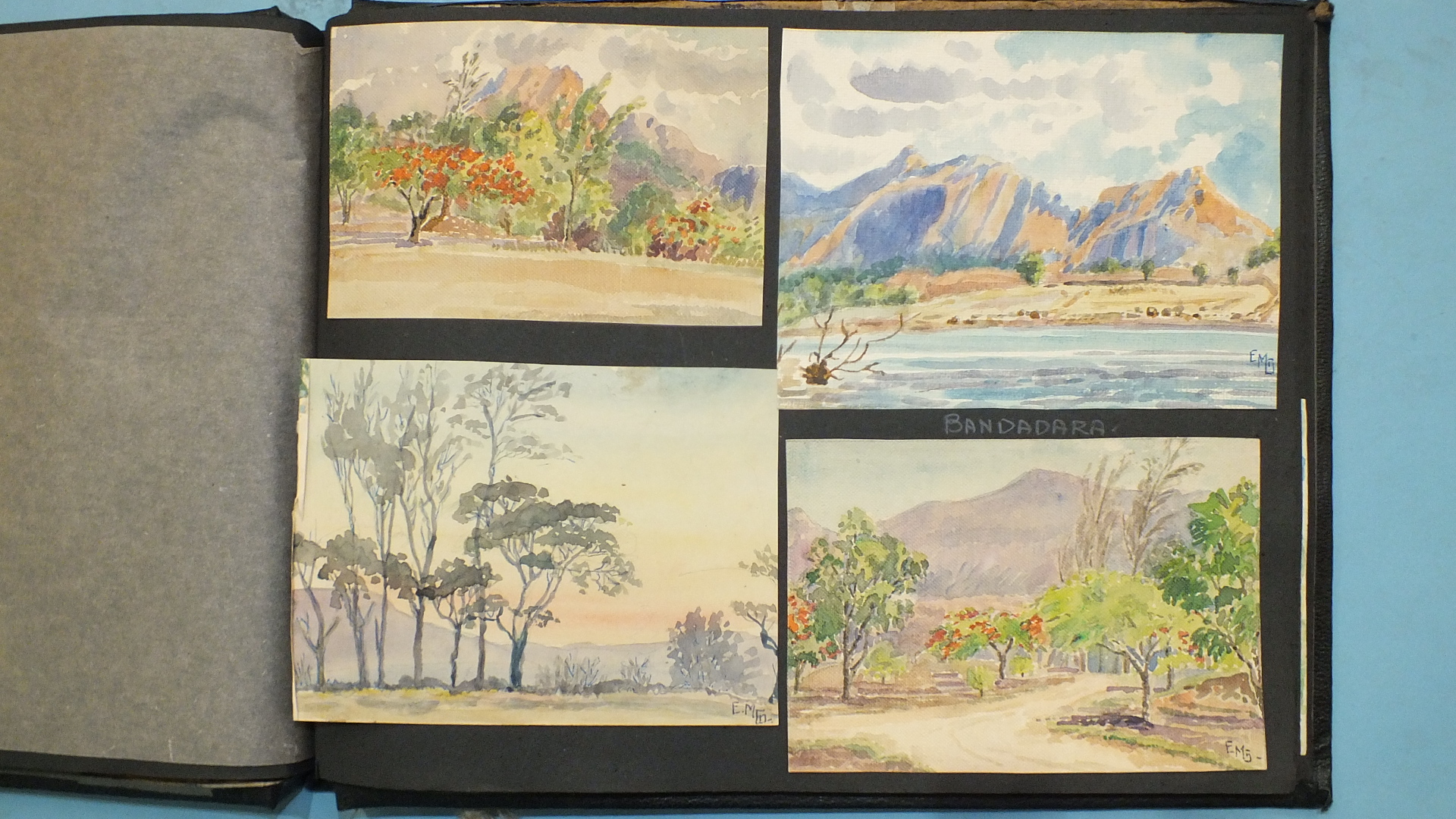 E M Gregson, a book of watercolour sketches of Indian landscapes, including Bandadara, Srinagar, - Image 3 of 5