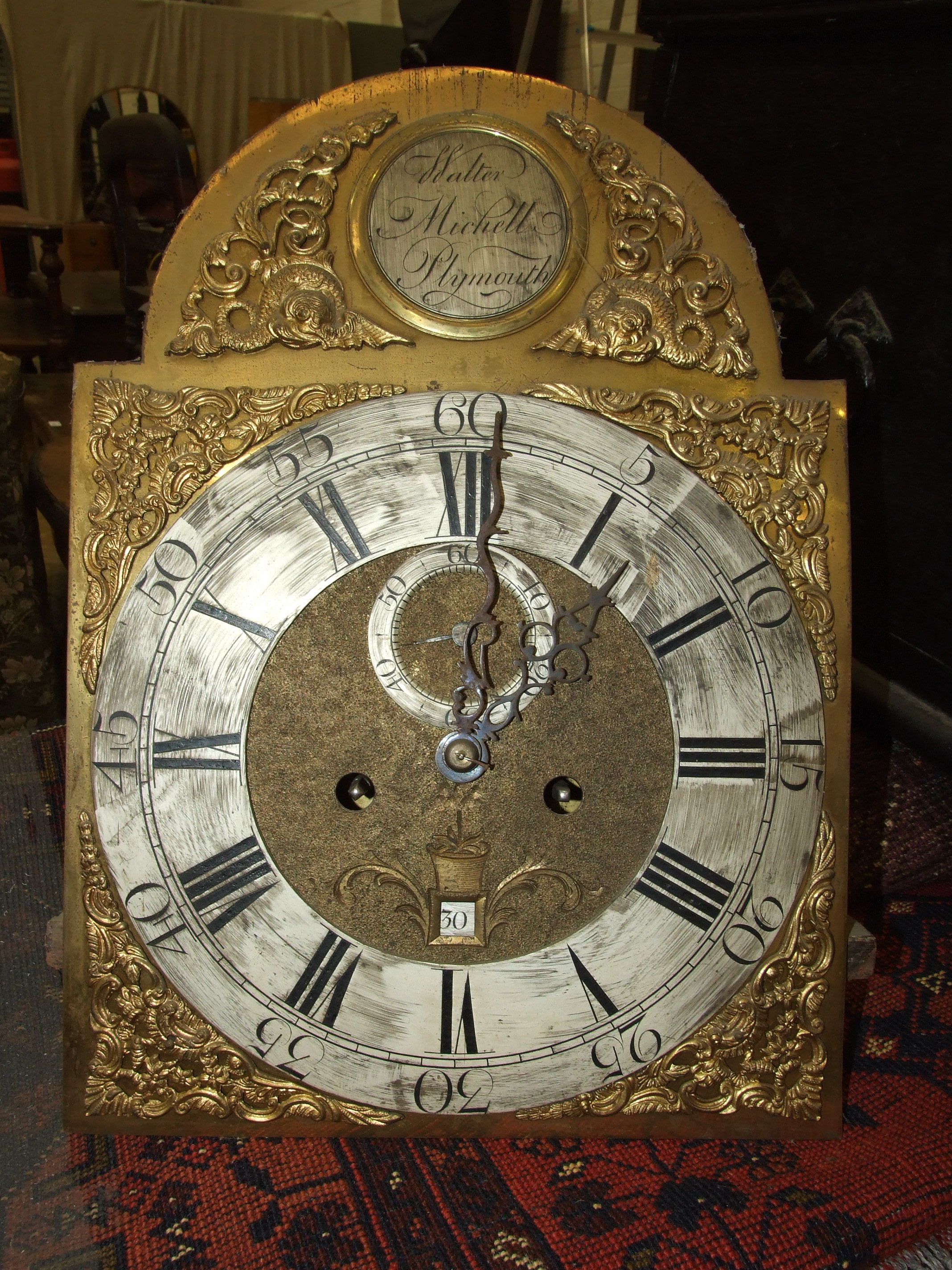 Walter Michell, Plymouth, a mid-18th century long case clock, the green lacquered case decorated - Image 2 of 7