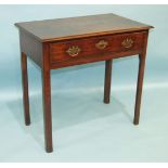 A George III mahogany side table, the rectangular top with moulded edge above a single drawer, on