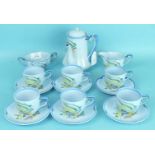 A Grays Pottery fifteen-piece coffee set with Art Deco hand-painted abstract geometric decoration