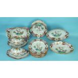 An early-19th century Spode stone china dessert part-service decorated in Chinese famille rose style