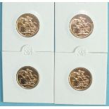 Four Elizabeth II 2013 sovereigns, (4).