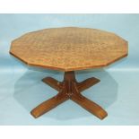 A Thomas 'Gnomeman' Whittaker oak twelve-sided dining table, the adzed top on a central pillar