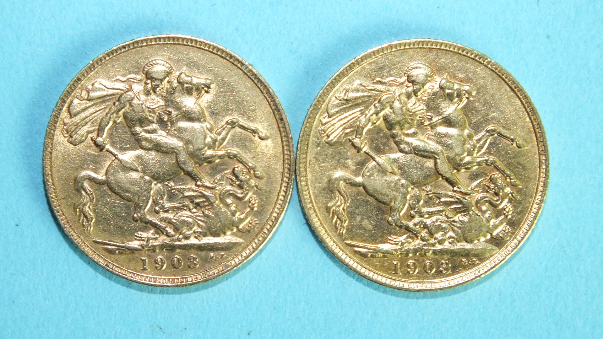 Two Edward VII 1903 sovereigns, (2).