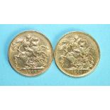 Two Edward VII 1903 sovereigns, (2).