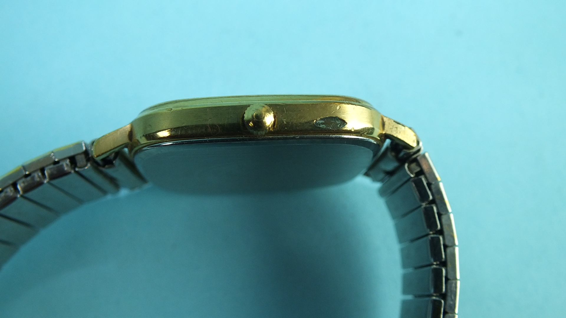 Omega, a gentleman's Omega Seamaster quartz wrist watch with gold-plated rounded-square face, - Image 2 of 3