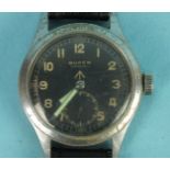 Buren, a gent's Buren Grand Prix military issue steel-cased manual-wind wrist watch, the black